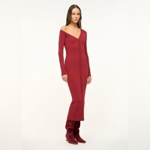 STAUD Craftsman Sweater Dress Red Medium